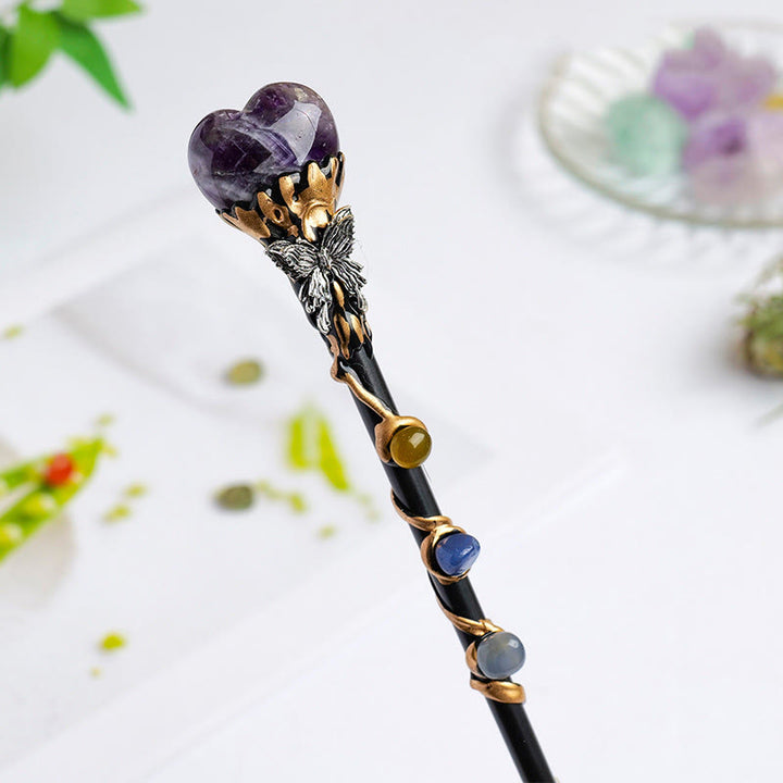 Bacchette magiche di cristallo a forma di cuore e stella con pietre preziose naturali Olivenorma - Stile cuore d'amore in ametista - image 9