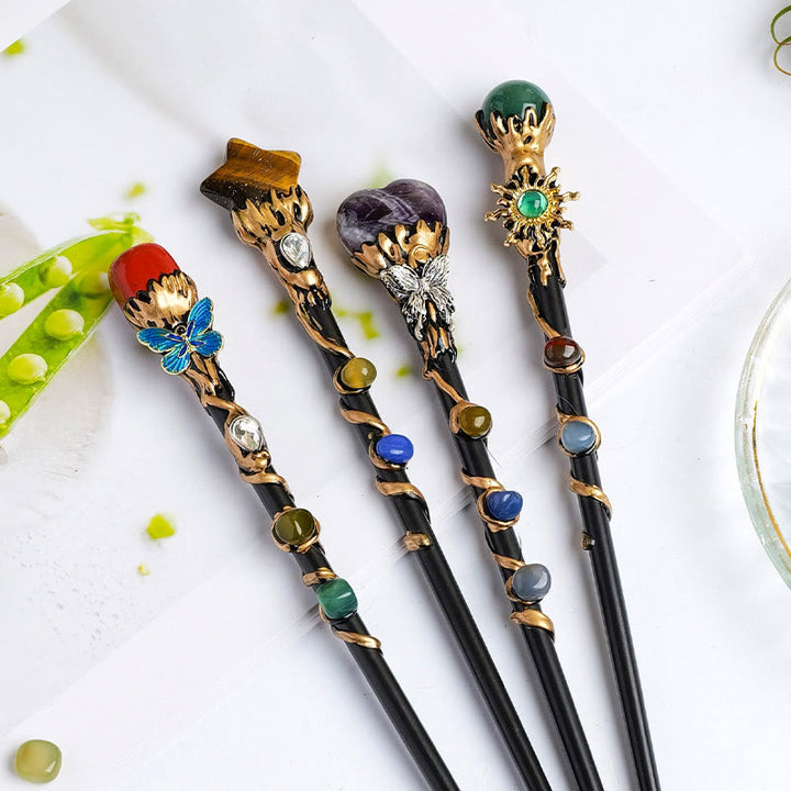 Bacchette magiche di cristallo a forma di cuore e stella con pietre preziose naturali Olivenorma - image 0