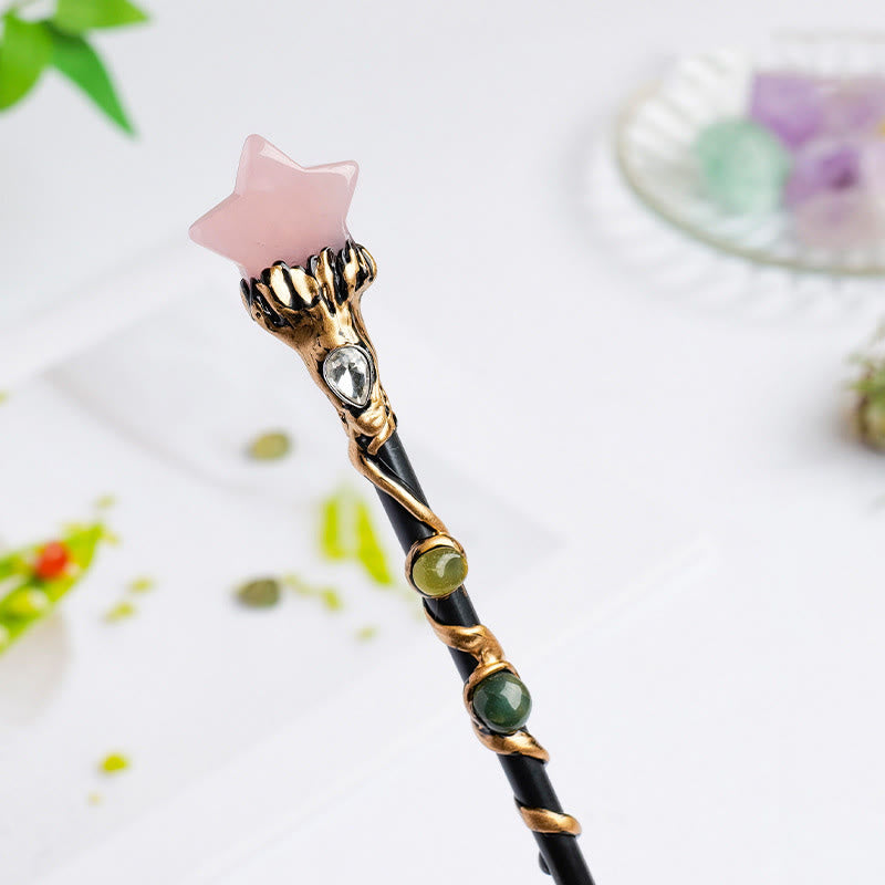 Bacchette magiche di cristallo a forma di cuore e stella con pietre preziose naturali Olivenorma - Quarzo rosa - Stile stella - image 37