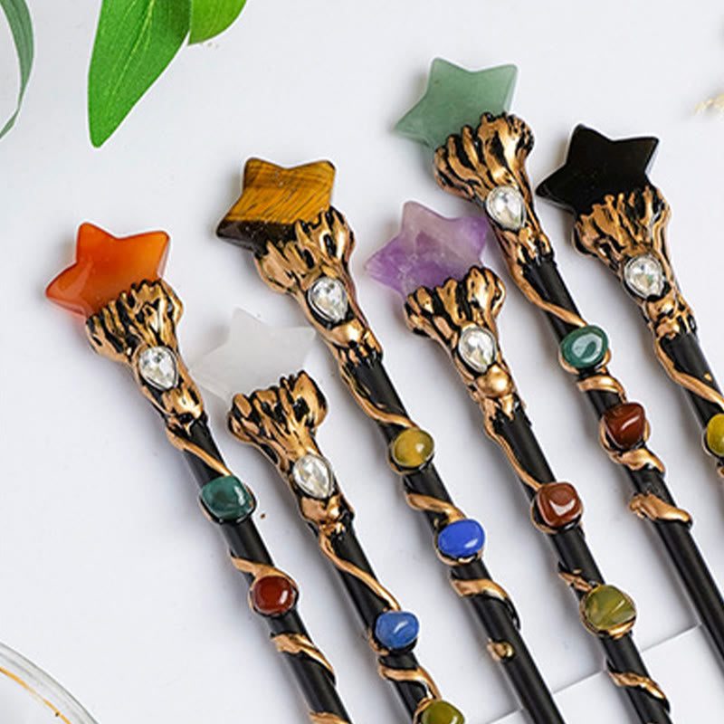 Bacchette magiche di cristallo a forma di cuore e stella con pietre preziose naturali Olivenorma - image 51