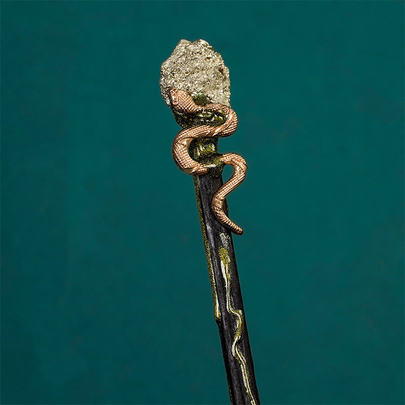 Bacchette di cristallo stile piuma di serpente in metallo con pietre preziose naturali Olivenorma - Stile serpente in pirite-metallo - image 5