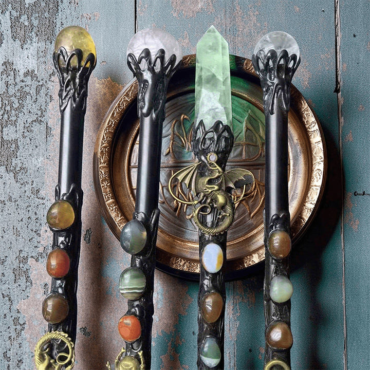 Bacchette magiche di cristallo esagonale a punta singola con pietra preziosa naturale Olivenorma - image 2