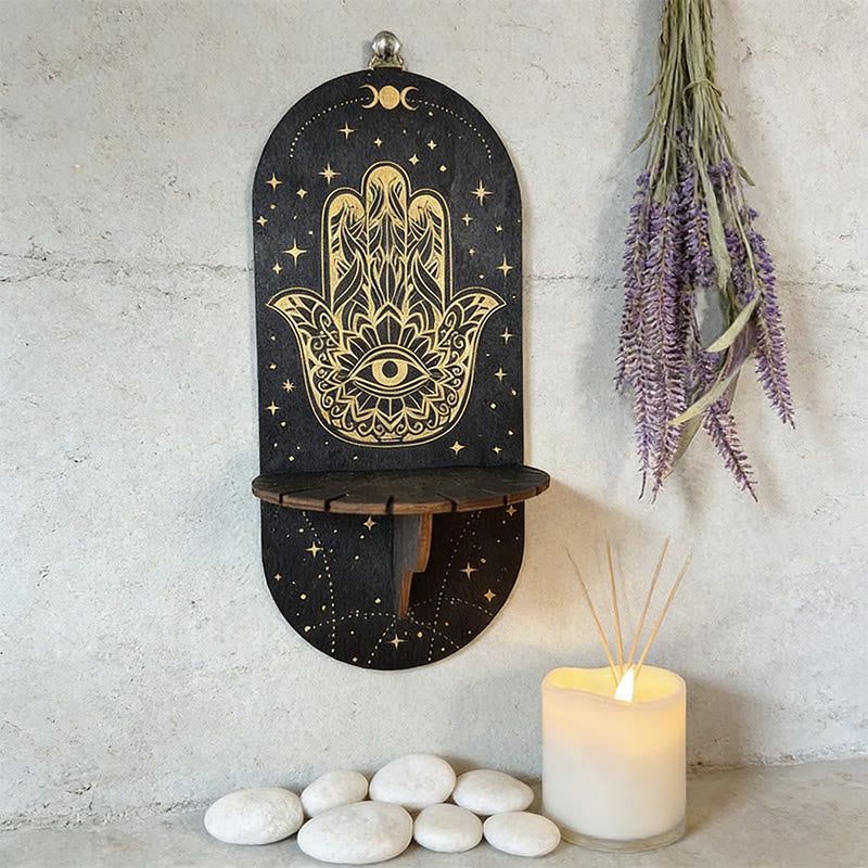 Olivenorma Mensola in cristallo ovale Boho nera in legno - image 17