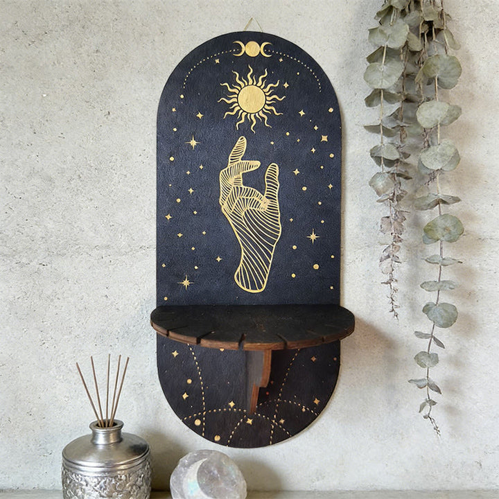 Olivenorma Mensola in cristallo ovale Boho nera in legno - image 18