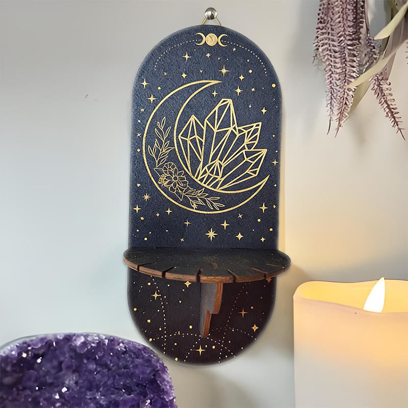 Olivenorma Mensola in cristallo ovale Boho nera in legno - 2 - image 1