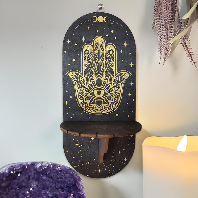 Olivenorma Mensola in cristallo ovale Boho nera in legno - 6 - image 5