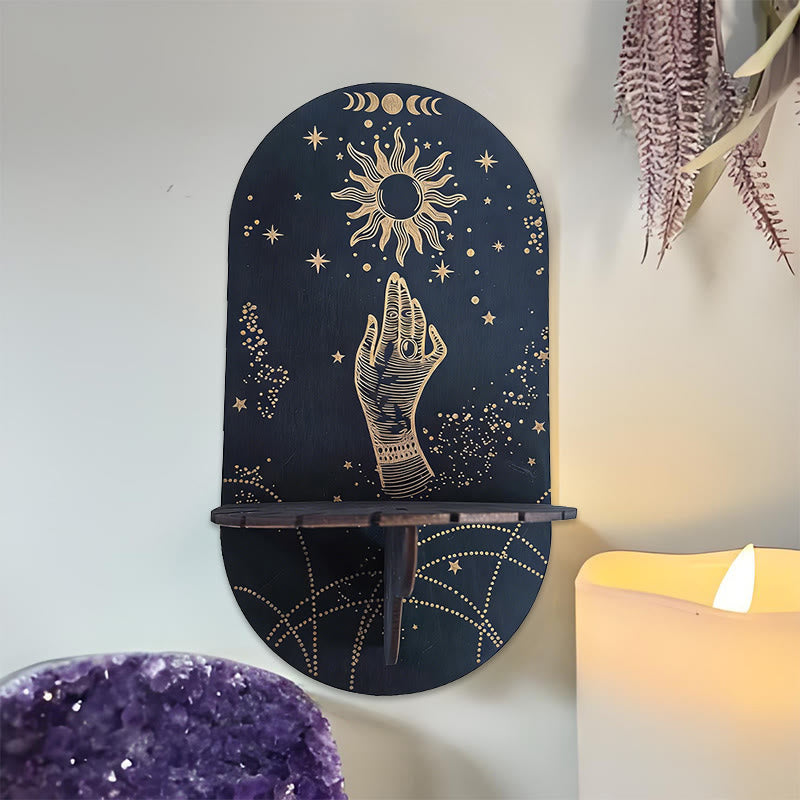 Olivenorma Mensola in cristallo ovale Boho nera in legno - 16 - image 15