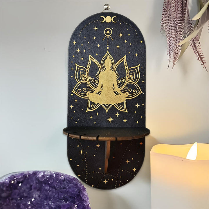 Olivenorma Mensola in cristallo ovale Boho nera in legno - 1 - image 0