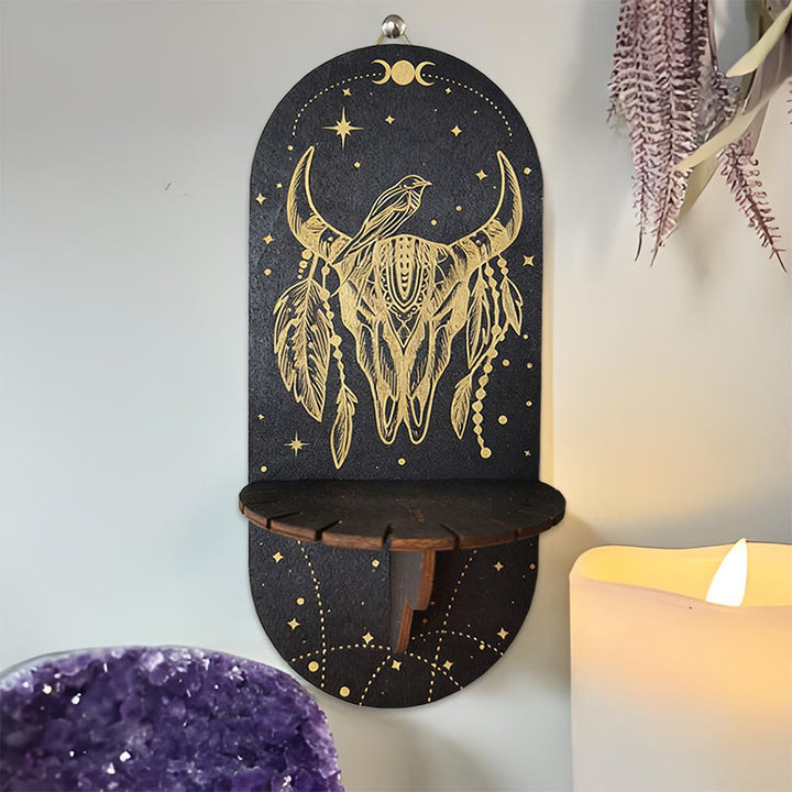 Olivenorma Mensola in cristallo ovale Boho nera in legno - 12 - image 11