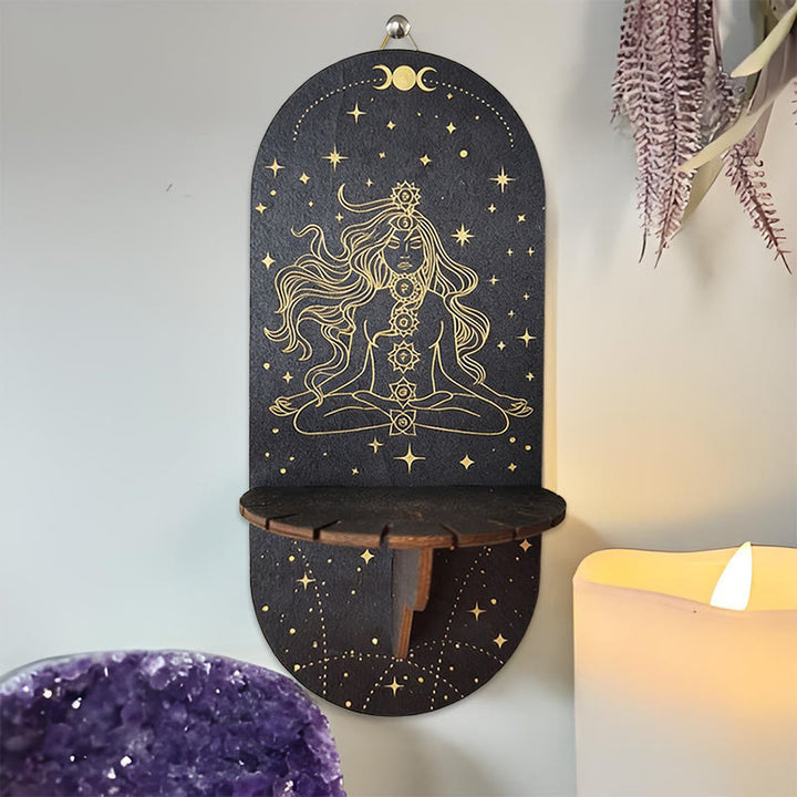 Olivenorma Mensola in cristallo ovale Boho nera in legno - 7 - image 6