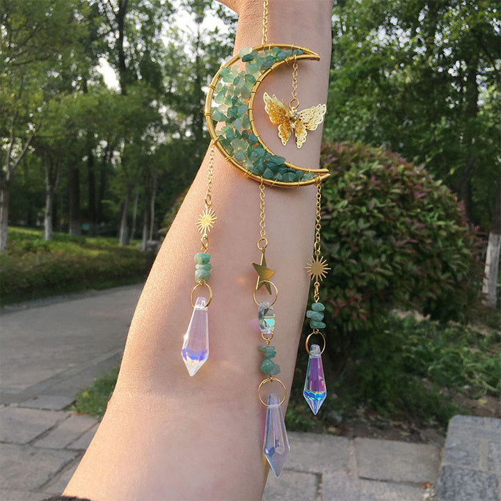 Olivenorma - Campanello eolico acchiappasole con schegge di cristallo naturale - Avventurina verde - image 11