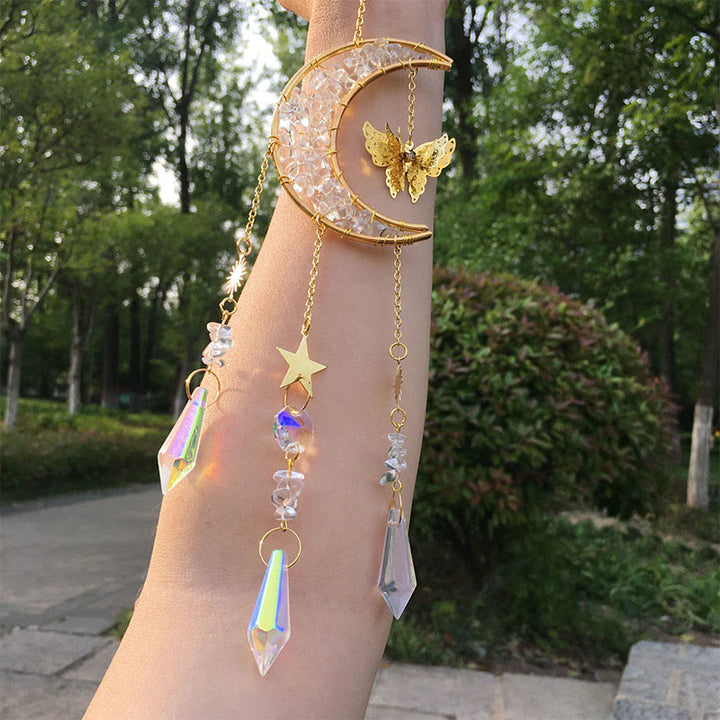 Olivenorma - Campanello eolico acchiappasole con schegge di cristallo naturale - Quarzo trasparente - image 13