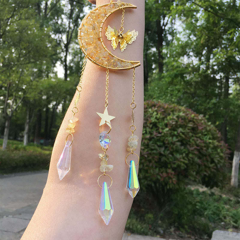 Olivenorma - Campanello eolico acchiappasole con schegge di cristallo naturale - Citrino - image 14