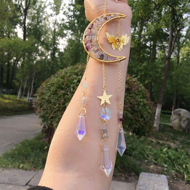 Olivenorma - Campanello eolico acchiappasole con schegge di cristallo naturale - Fluorite - image 7