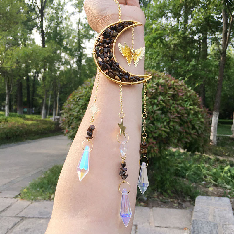 Olivenorma - Campanello eolico acchiappasole con schegge di cristallo naturale - Occhio di tigre - image 3