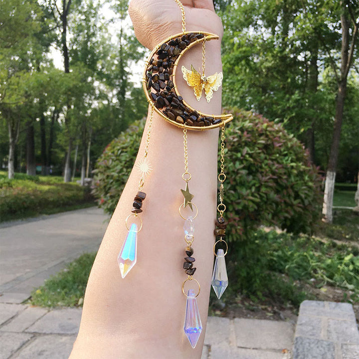 Olivenorma - Campanello eolico acchiappasole con schegge di cristallo naturale - Occhio di tigre - image 3