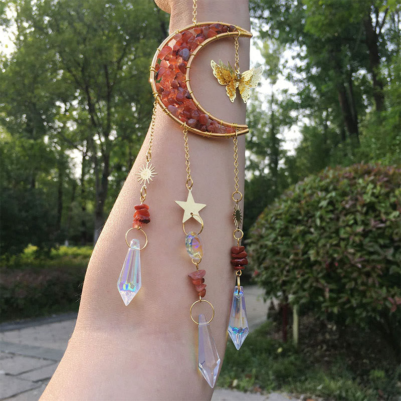 Olivenorma - Campanello eolico acchiappasole con schegge di cristallo naturale - Agata rossa - image 16