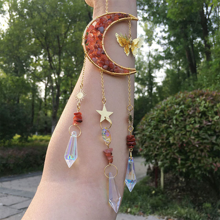 Olivenorma - Campanello eolico acchiappasole con schegge di cristallo naturale - Agata rossa - image 16