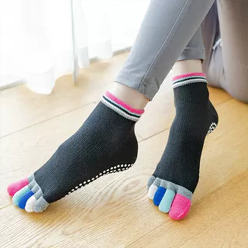 Calzini da pilates Olivenorma antiscivolo con separazione delle dita, leggeri, traspiranti e comodi, calzini yoga alla caviglia a cinque dita - Copertura completa e nero - 10 paia - image 7