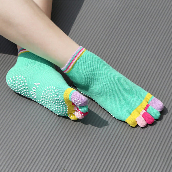 Calzini da pilates Olivenorma antiscivolo con separazione delle dita, leggeri, traspiranti e comodi, calzini yoga alla caviglia a cinque dita - Copertura completa e verde - 10 paia - image 6