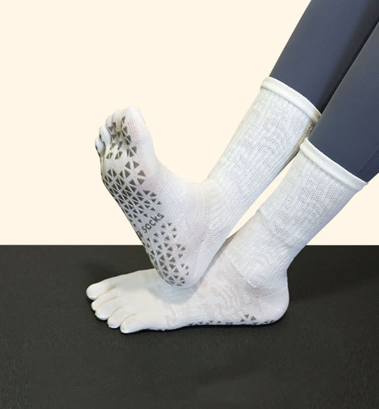 Calzini Olivenorma traspiranti con separazione delle dita, antiscivolo, per Pilates e Barre, con cotone, vestibilità comoda, stampa floreale, calzini yoga a cinque dita - image 6