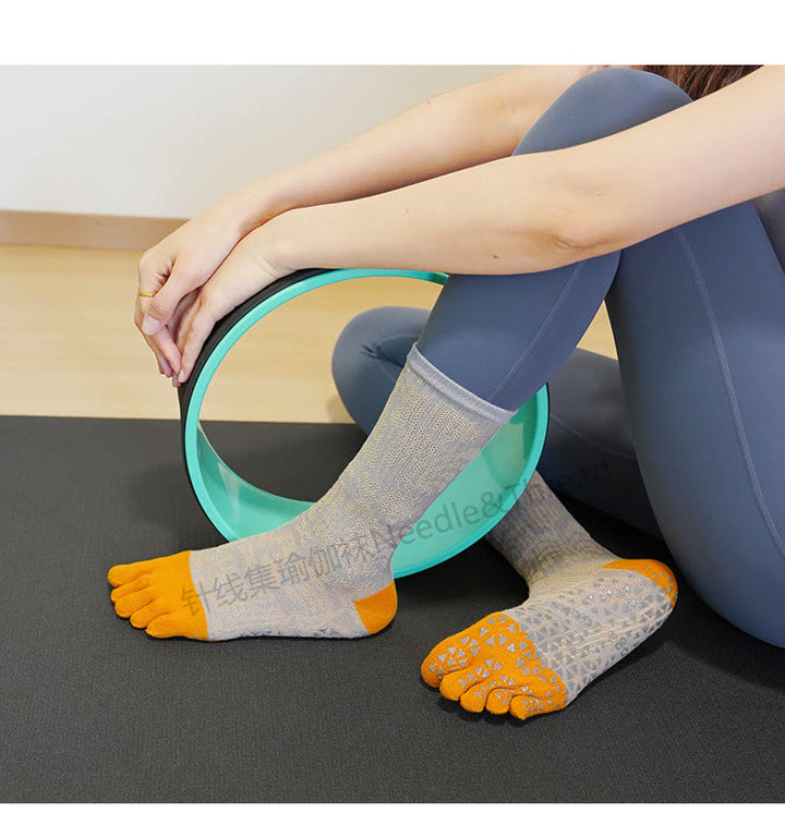 Calzini Olivenorma traspiranti con separazione delle dita, antiscivolo, per Pilates e Barre, con cotone, vestibilità comoda, stampa floreale, calzini yoga a cinque dita - image 2