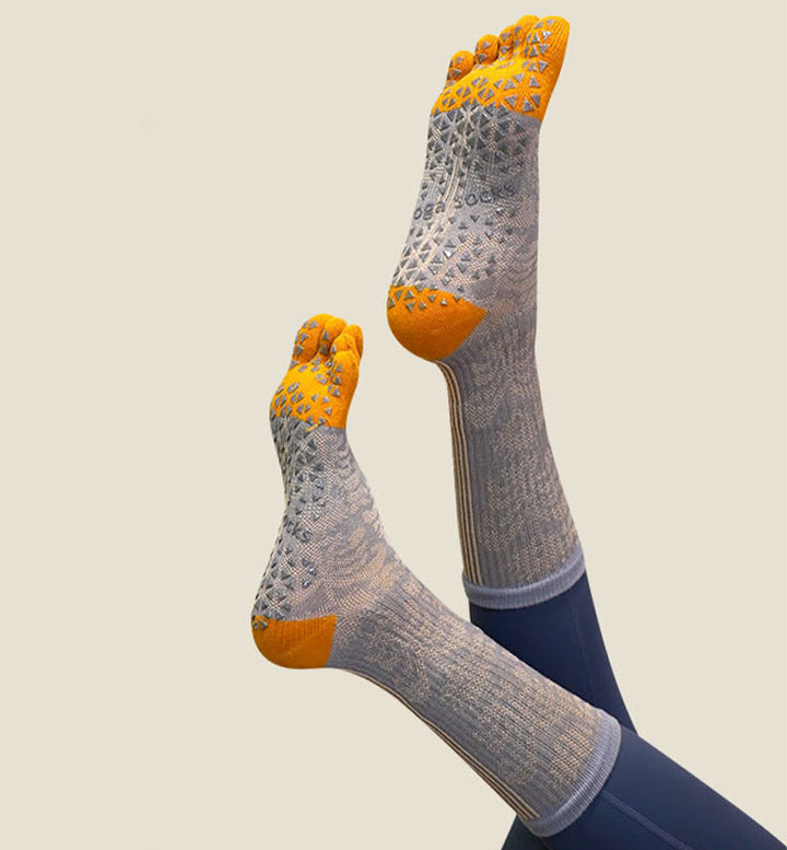 Calzini Olivenorma traspiranti con separazione delle dita, antiscivolo, per Pilates e Barre, con cotone, vestibilità comoda, stampa floreale, calzini yoga a cinque dita - image 0