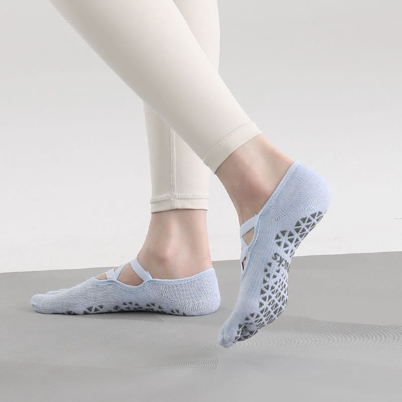 Calzini da yoga Olivenorma con cinturino antiscivolo a cinque dita - Azzurro cielo - 2 paia - image 7