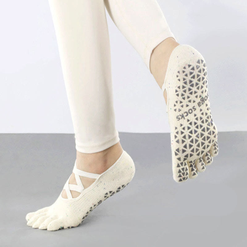 Calzini da yoga Olivenorma con cinturino antiscivolo a cinque dita - Bianco - 2 paia - image 8