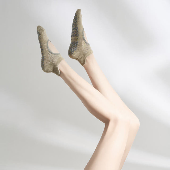 Calzini sportivi antiscivolo Olivenorma Five-Toe senza schienale alla caviglia per yoga - Cachi - 7 paia (una coppia di ogni colore) - image 4