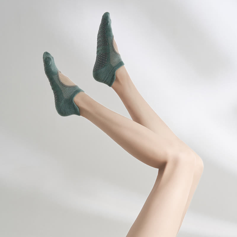 Calzini sportivi antiscivolo Olivenorma Five-Toe senza schienale alla caviglia per yoga - Verde scuro - 2 paia - image 7