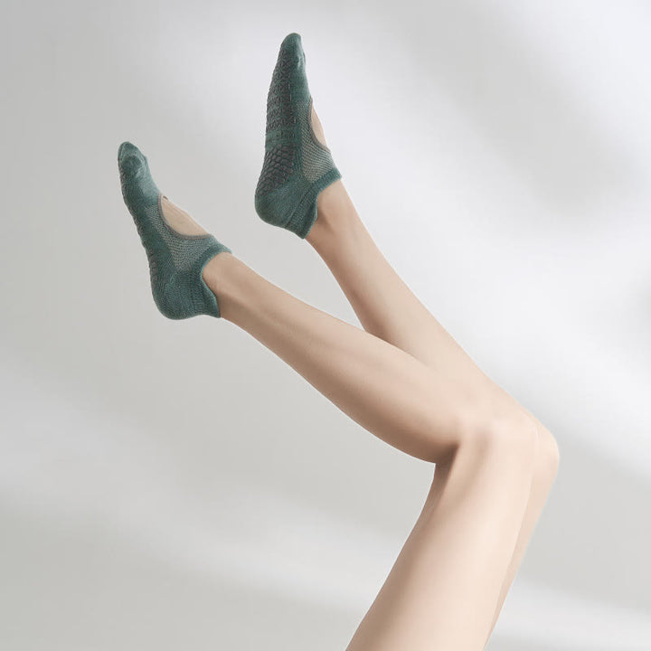 Calzini sportivi antiscivolo Olivenorma Five-Toe senza schienale alla caviglia per yoga - Verde scuro - 2 paia - image 7