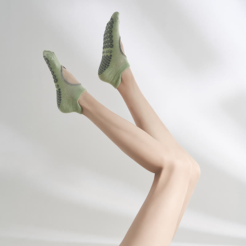 Calzini sportivi antiscivolo Olivenorma Five-Toe senza schienale alla caviglia per yoga - Verde - 7 paia (una coppia di ogni colore) - image 2