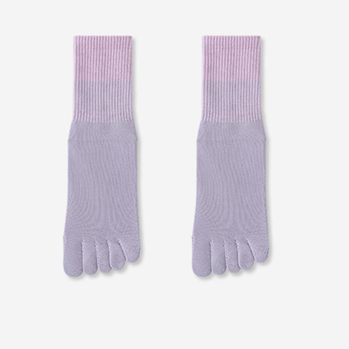 Calze Olivenorma traspiranti con separazione delle dita, antiscivolo, per Pilates, Barre, allenamento, con sfumatura a cinque dita, calze yoga a metà polpaccio - Viola - 10 paia - image 13