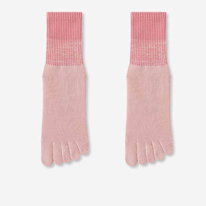 Calze Olivenorma traspiranti con separazione delle dita, antiscivolo, per Pilates, Barre, allenamento, con sfumatura a cinque dita, calze yoga a metà polpaccio - Rosa - 10 paia - image 1