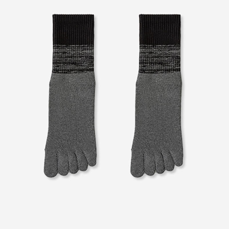 Calze Olivenorma traspiranti con separazione delle dita, antiscivolo, per Pilates, Barre, allenamento, con sfumatura a cinque dita, calze yoga a metà polpaccio - Grigio - 10 paia - image 10