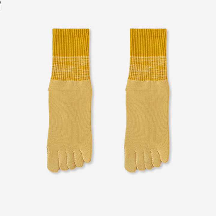 Calze Olivenorma traspiranti con separazione delle dita, antiscivolo, per Pilates, Barre, allenamento, con sfumatura a cinque dita, calze yoga a metà polpaccio - Giallo - 10 paia - image 4