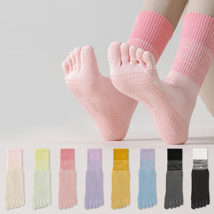 Calze Olivenorma traspiranti con separazione delle dita, antiscivolo, per Pilates, Barre, allenamento, con sfumatura a cinque dita, calze yoga a metà polpaccio - image 0