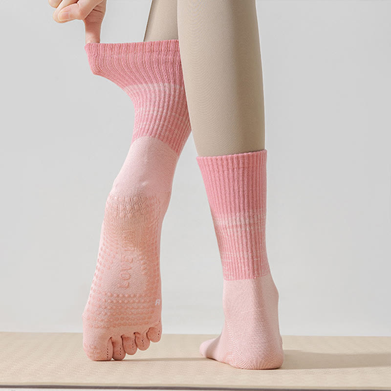 Calze Olivenorma traspiranti con separazione delle dita, antiscivolo, per Pilates, Barre, allenamento, con sfumatura a cinque dita, calze yoga a metà polpaccio - image 2