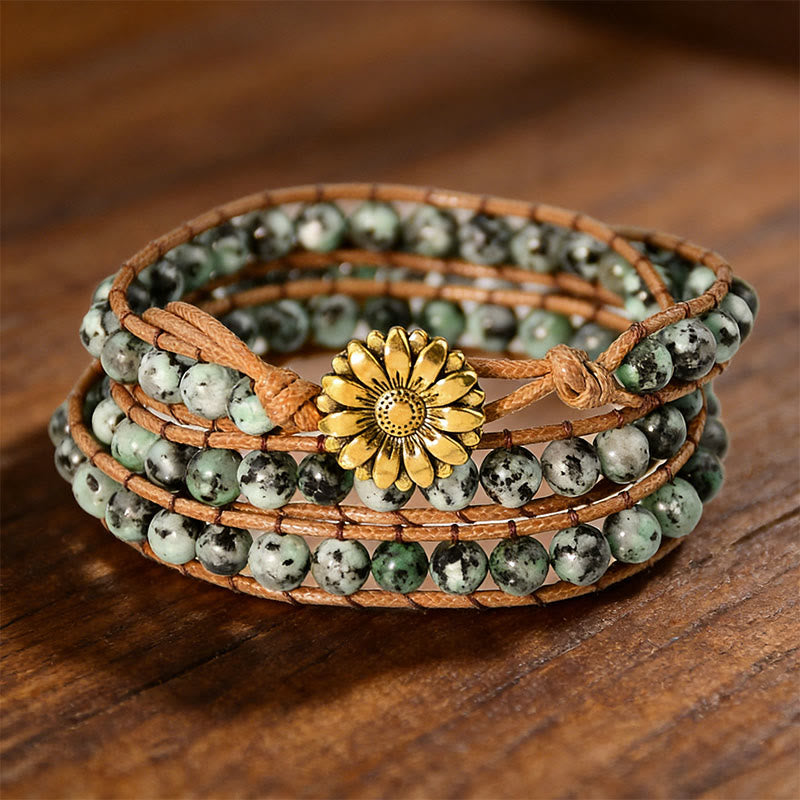 Bracciale avvolgente multi-stile bohémien intrecciato a mano Olivenorma - Turchese africano - image 4