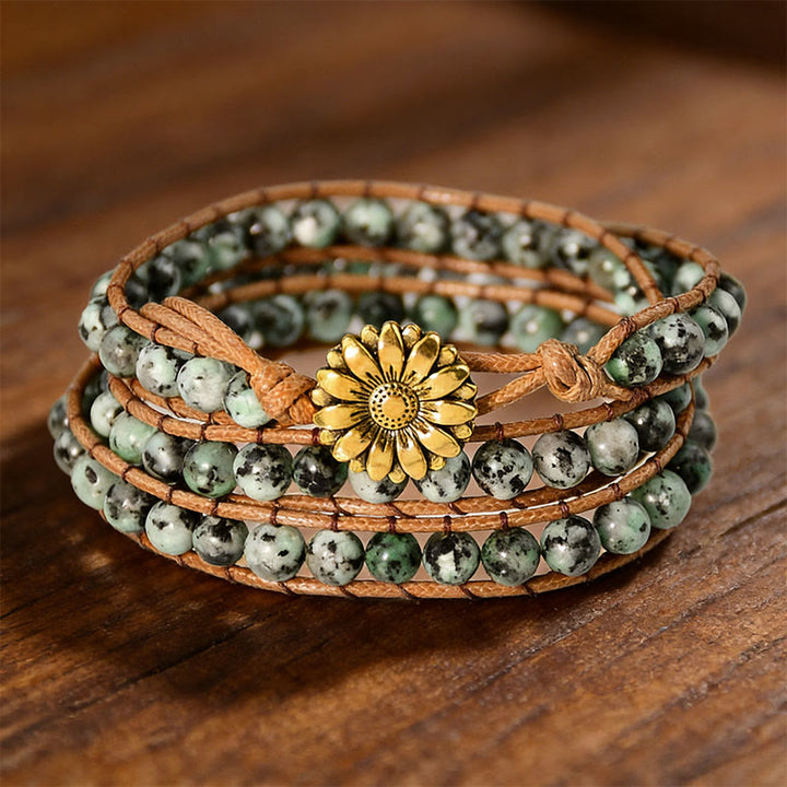 Bracciale avvolgente multi-stile bohémien intrecciato a mano Olivenorma - Turchese africano - image 4