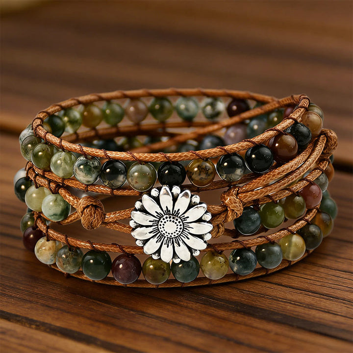 Bracciale avvolgente multi-stile bohémien intrecciato a mano Olivenorma - Agata indiana - image 13