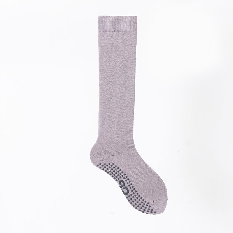 Calze Olivenorma a tinta unita, lunghezza al polpaccio, antiscivolo, per Pilates, Barre, Fitness, con supporto confortevole e traspirante in cotone, ideali per yoga. - Grigio loto viola - 10 paia - image 18