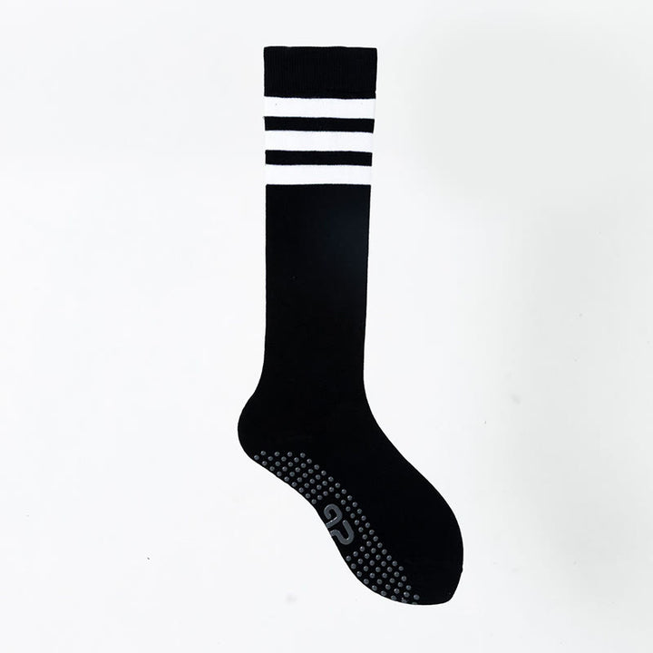 Calze Olivenorma a tinta unita, lunghezza al polpaccio, antiscivolo, per Pilates, Barre, Fitness, con supporto confortevole e traspirante in cotone, ideali per yoga. - Nero a righe - 10 paia - image 40