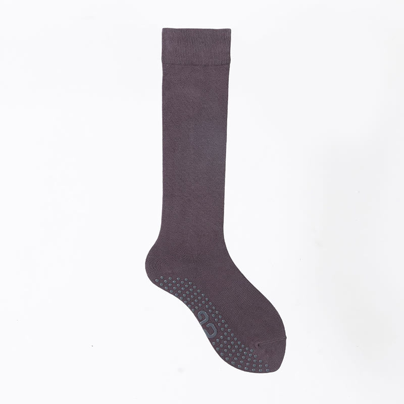 Calze Olivenorma a tinta unita, lunghezza al polpaccio, antiscivolo, per Pilates, Barre, Fitness, con supporto confortevole e traspirante in cotone, ideali per yoga. - Marrone caffè - 10 paia - image 24