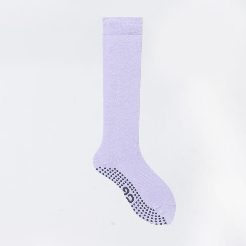 Calze Olivenorma a tinta unita, lunghezza al polpaccio, antiscivolo, per Pilates, Barre, Fitness, con supporto confortevole e traspirante in cotone, ideali per yoga. - Lilla - 10 paia - image 10