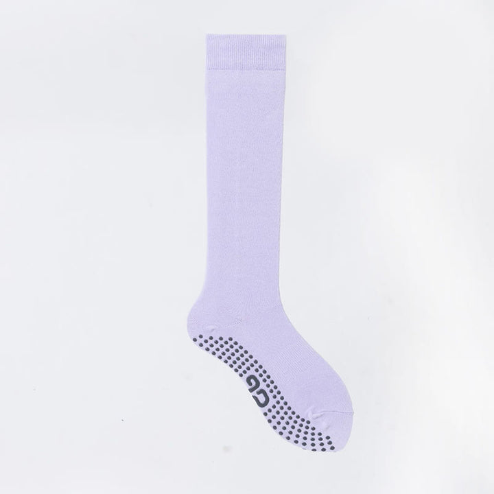 Calze Olivenorma a tinta unita, lunghezza al polpaccio, antiscivolo, per Pilates, Barre, Fitness, con supporto confortevole e traspirante in cotone, ideali per yoga. - Lilla - 10 paia - image 10