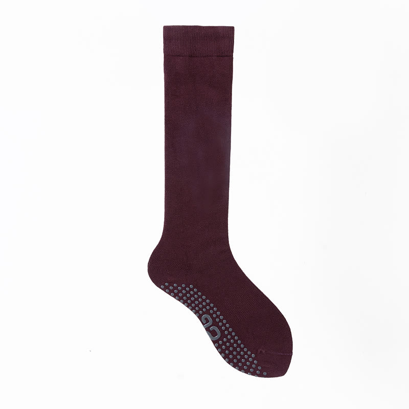 Calze Olivenorma a tinta unita, lunghezza al polpaccio, antiscivolo, per Pilates, Barre, Fitness, con supporto confortevole e traspirante in cotone, ideali per yoga. - Rosso scuro - 10 paia - image 23