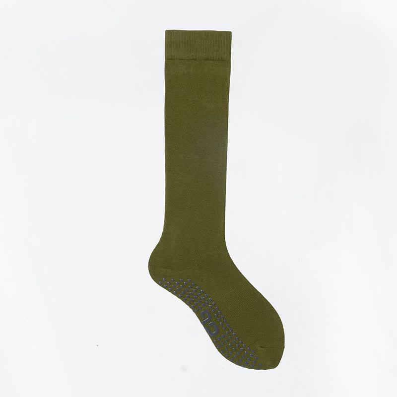 Calze Olivenorma a tinta unita, lunghezza al polpaccio, antiscivolo, per Pilates, Barre, Fitness, con supporto confortevole e traspirante in cotone, ideali per yoga. - Albero di cotone verde - 10 paia - image 38