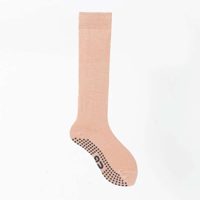 Calze Olivenorma a tinta unita, lunghezza al polpaccio, antiscivolo, per Pilates, Barre, Fitness, con supporto confortevole e traspirante in cotone, ideali per yoga. - Rosa miele - 10 paia - image 29